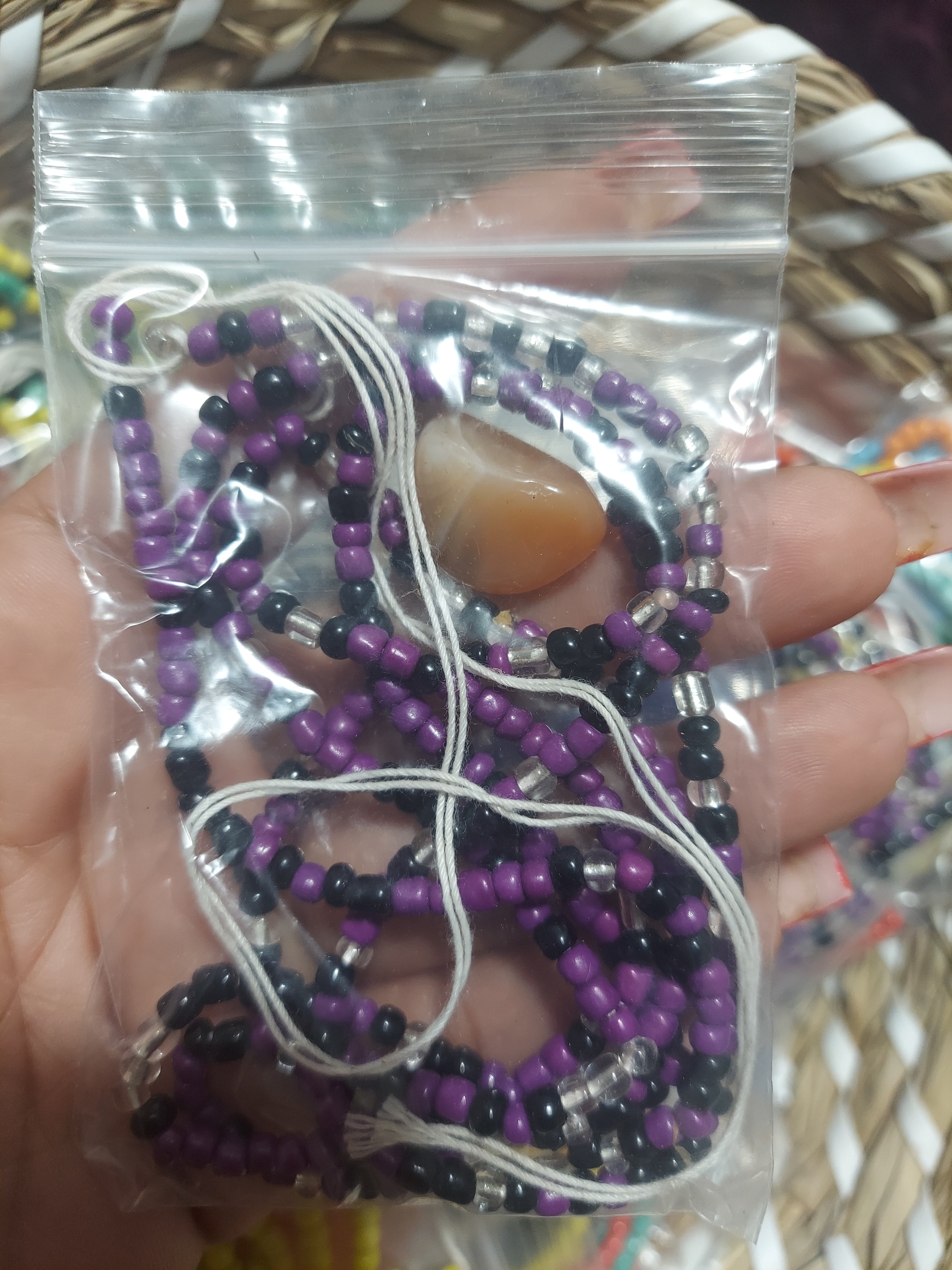 Blessed waistbeads (black, purple and clear)