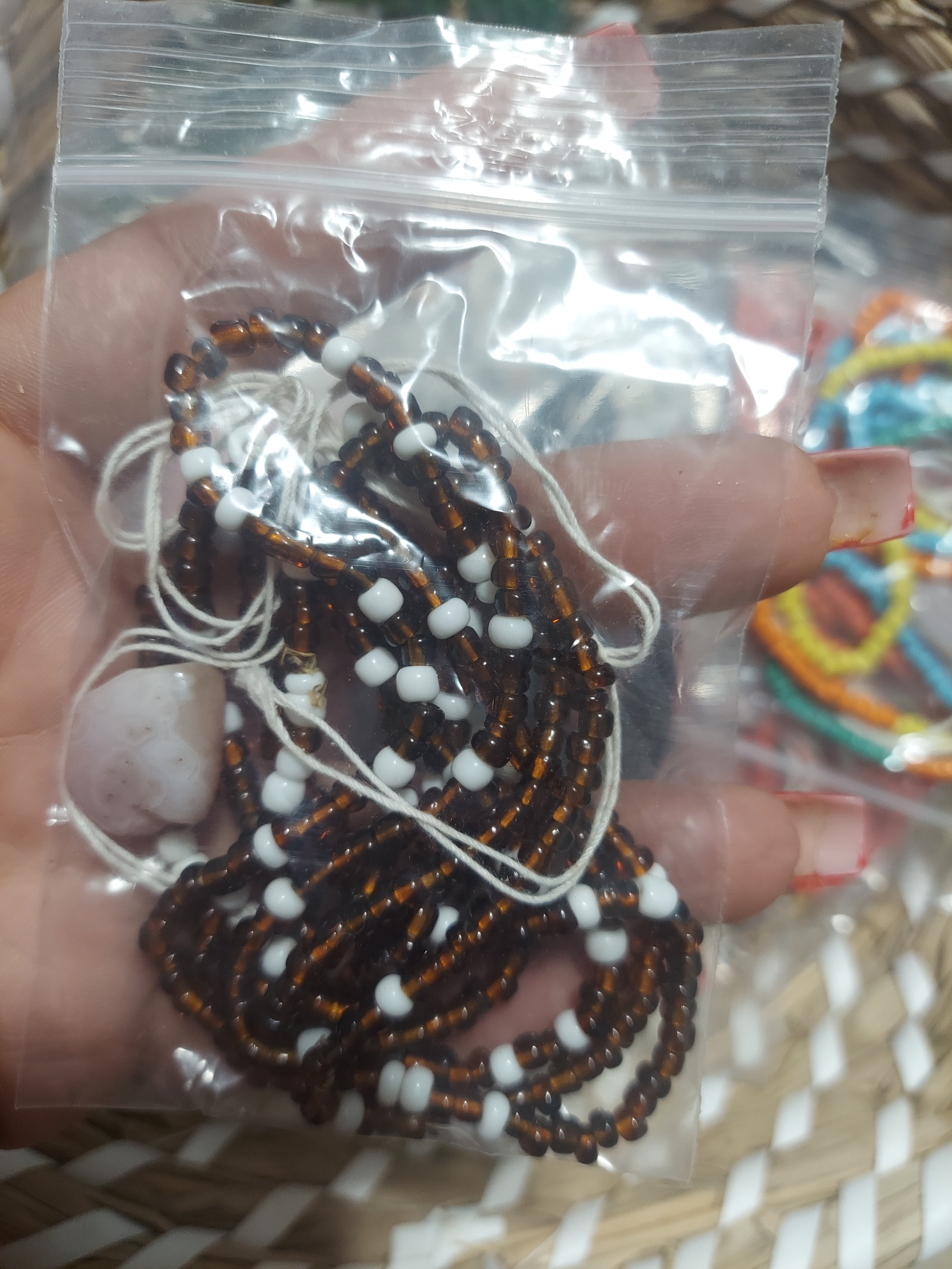 Blessed waistbeads (brown and white)